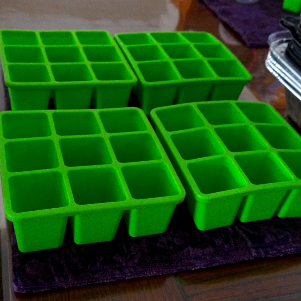 Oven safe Rectangular Silicone Molds: set of 2- (9) cubed molds
